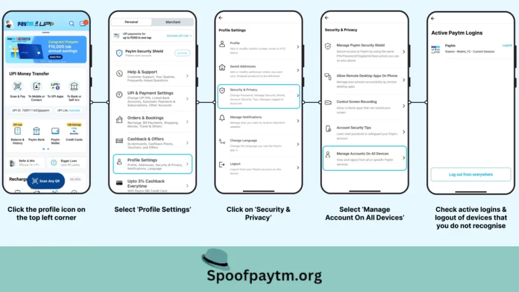 Paytm Spoof APK Screen Shots of Navigating the APP